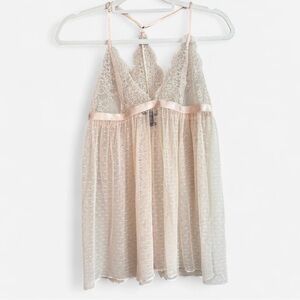 Coquette babydoll pastel pink lace pointelle Victoria’s Secret top